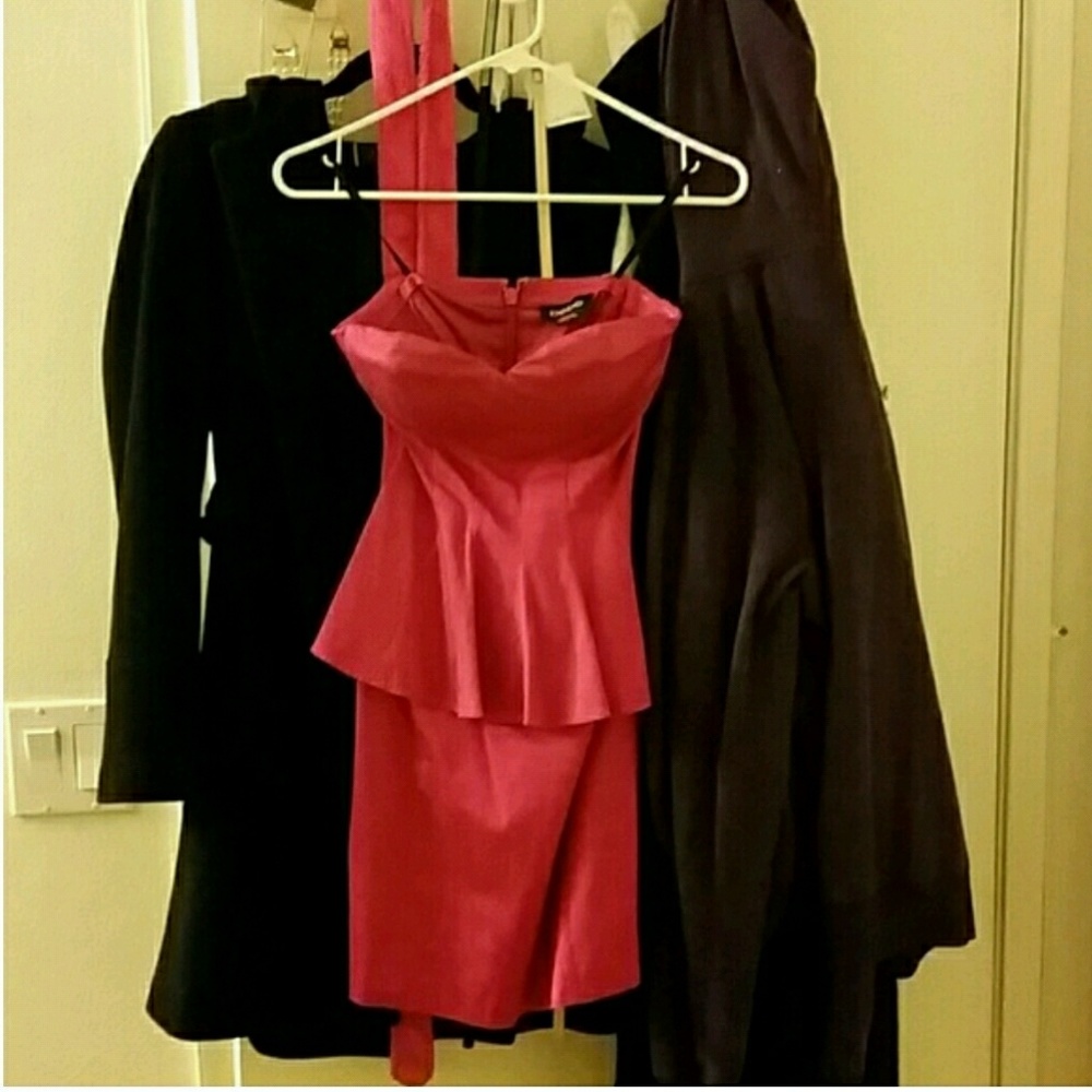 Hot pink peplum dress - Picture 3 of 4